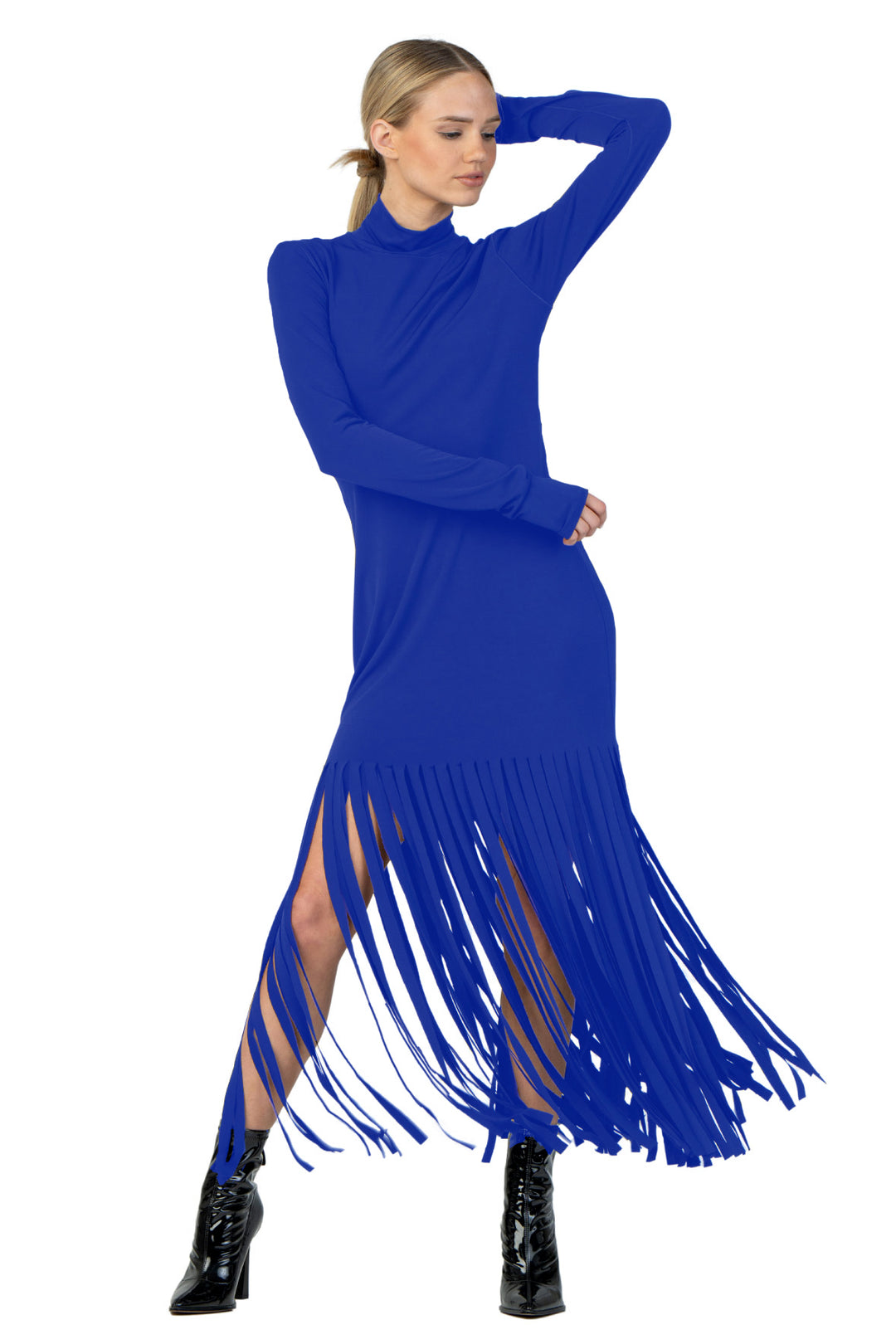 Kadas Mock Neck Fringe Dress