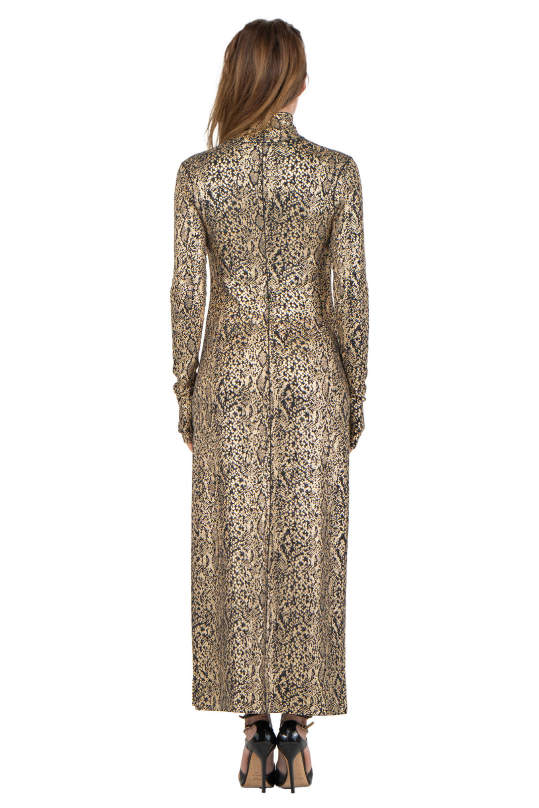 Kadas Mock Neck High Slit Fitted Extra Long SLV Dress