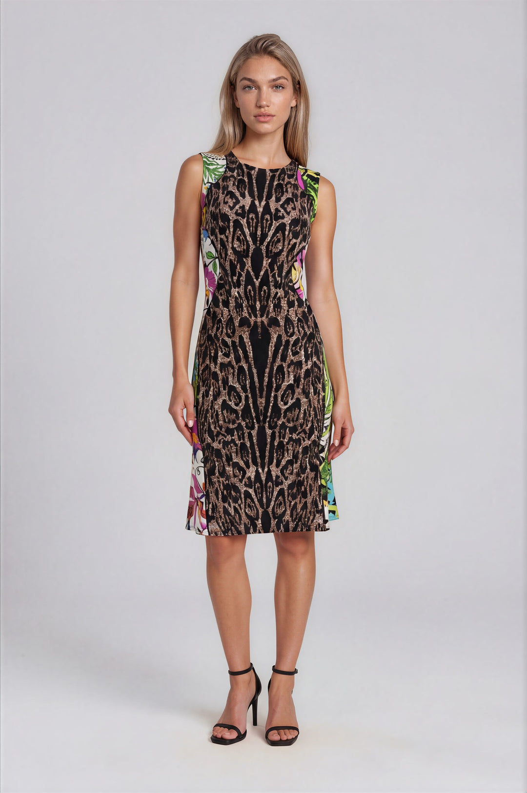 CONTRAST SLIMMING BELOW KNEE DRESS