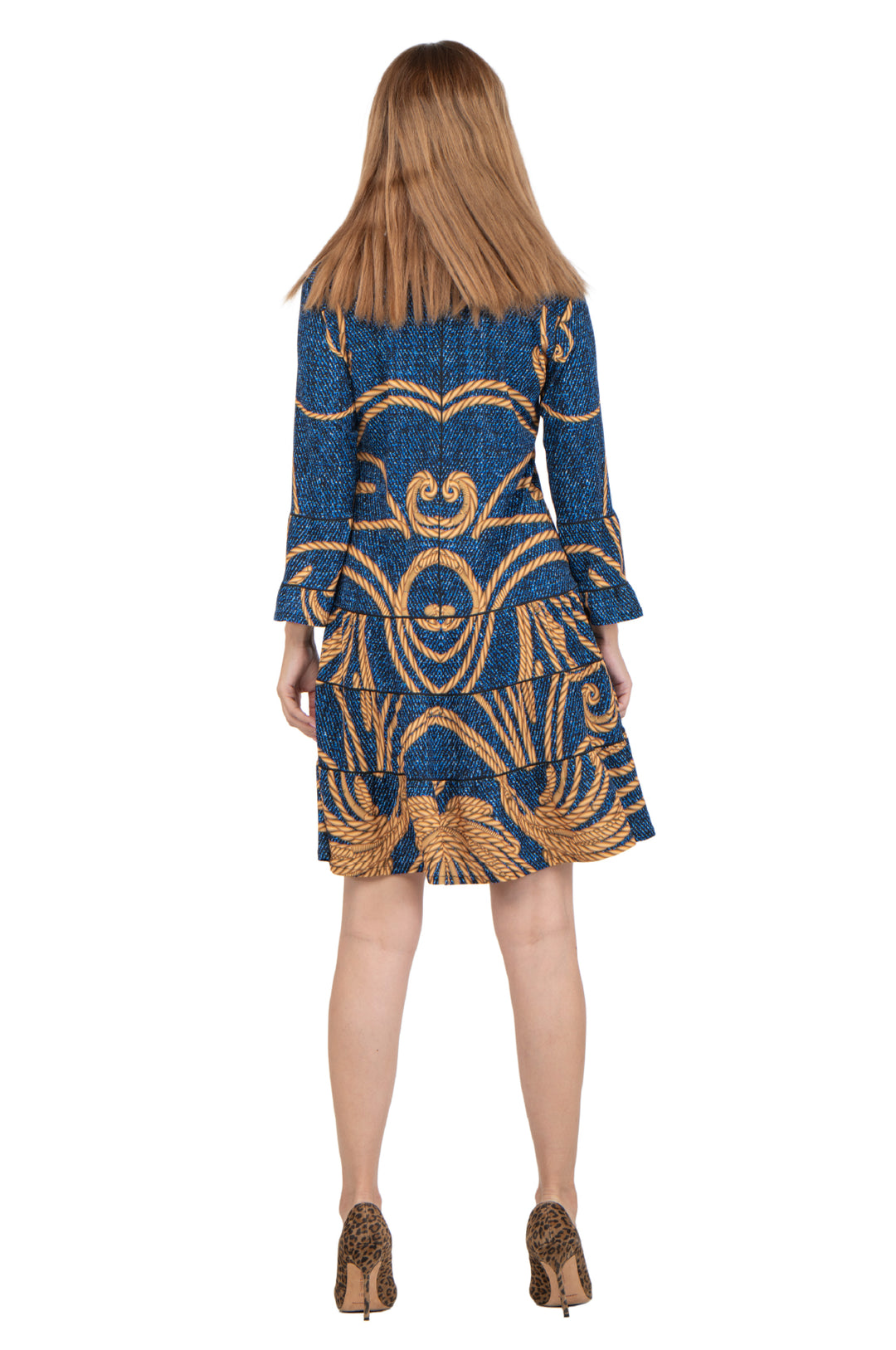 3 Tier Shoulder Yoke Ruffle Sleeve Dress