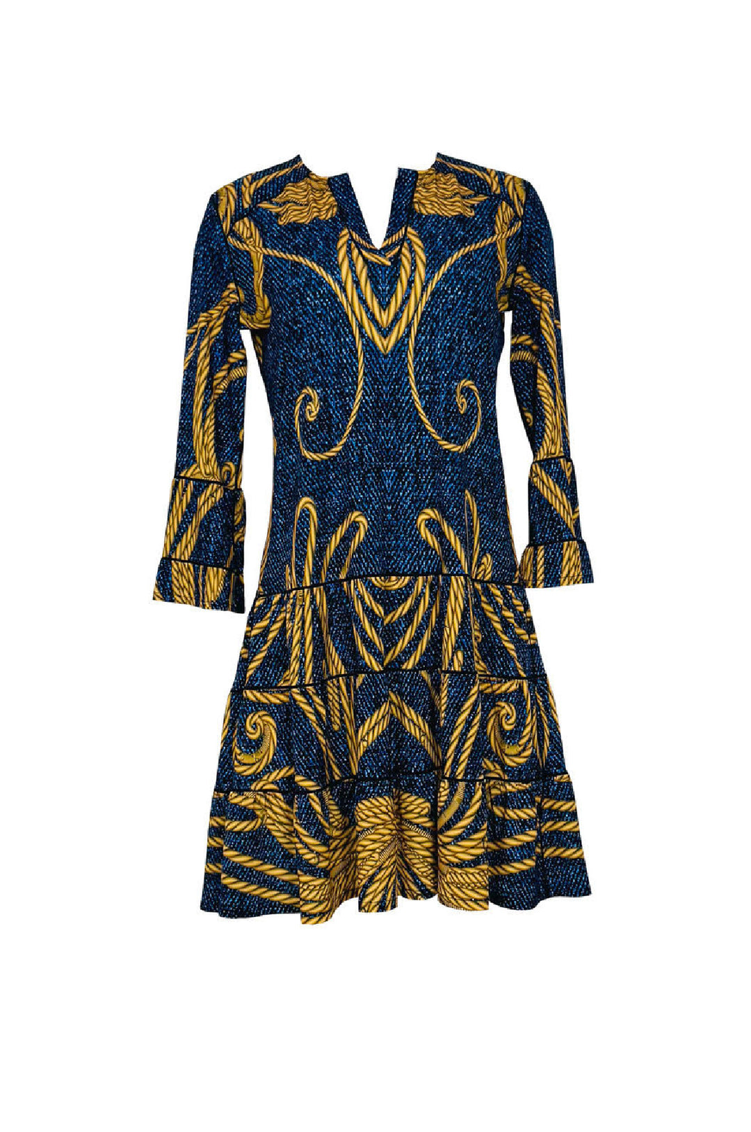 3 Tier Shoulder Yoke Ruffle Sleeve Dress