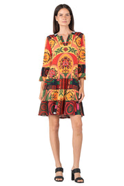 3 Tier Shoulder Yoke Ruffle Sleeve Dress