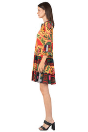 3 Tier Shoulder Yoke Ruffle Sleeve Dress