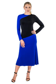 Contrast Top & One Slv Calf Length Single Layered Dress