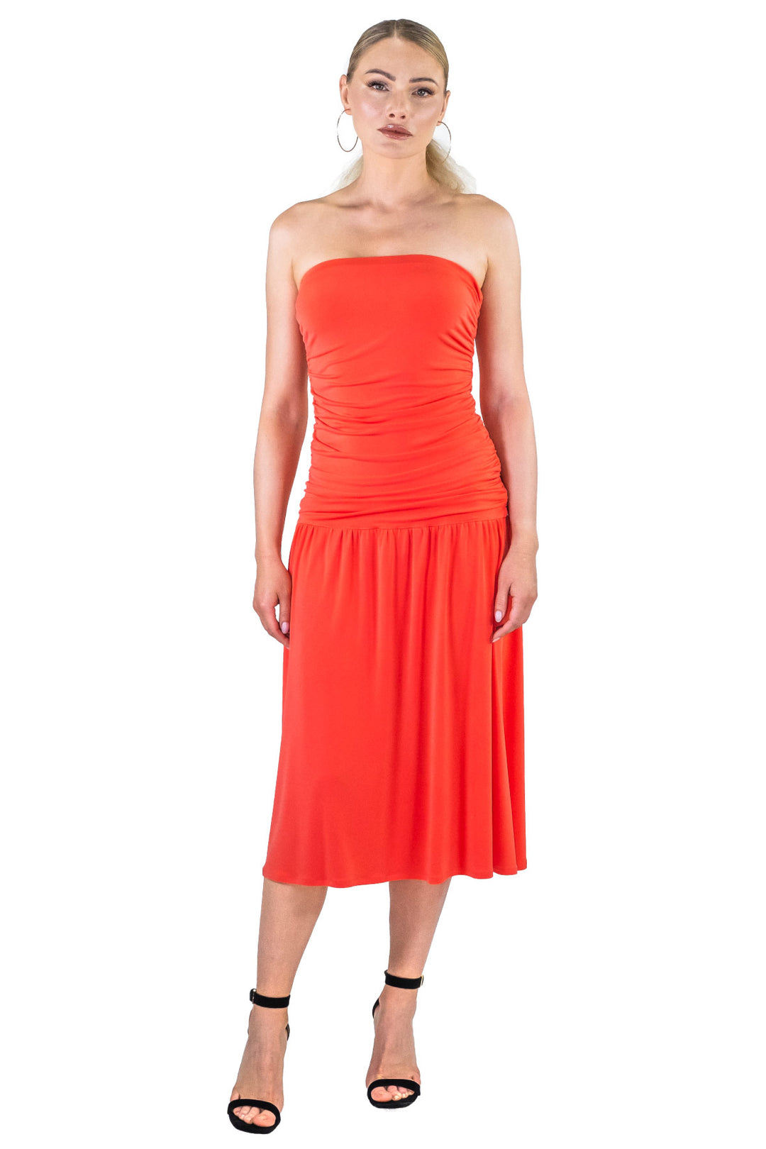 Shirred Bodice Strapless Dress