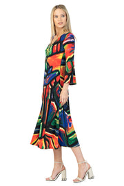 Turn Bell Sleeve Self Lined Dress