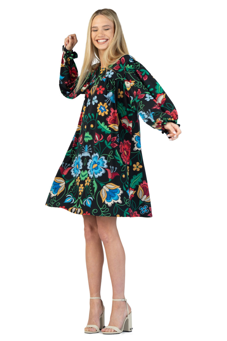 Long Sleeve Shirring Dress