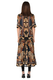 Elbow Sleeve Shirred Bottom Shirt Dress