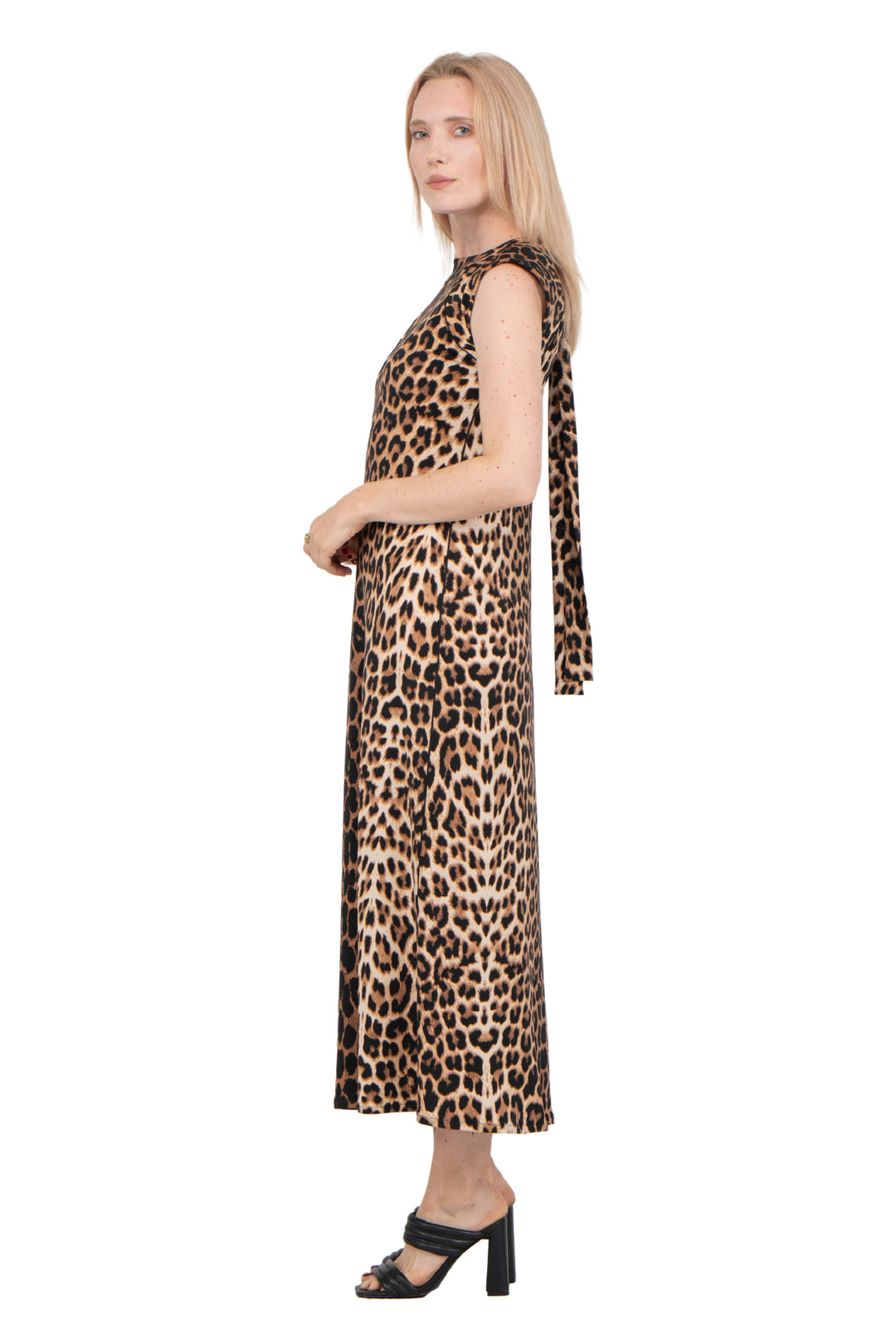 Yokes with Shoulder Pads Tie Back Neck Straight Dress