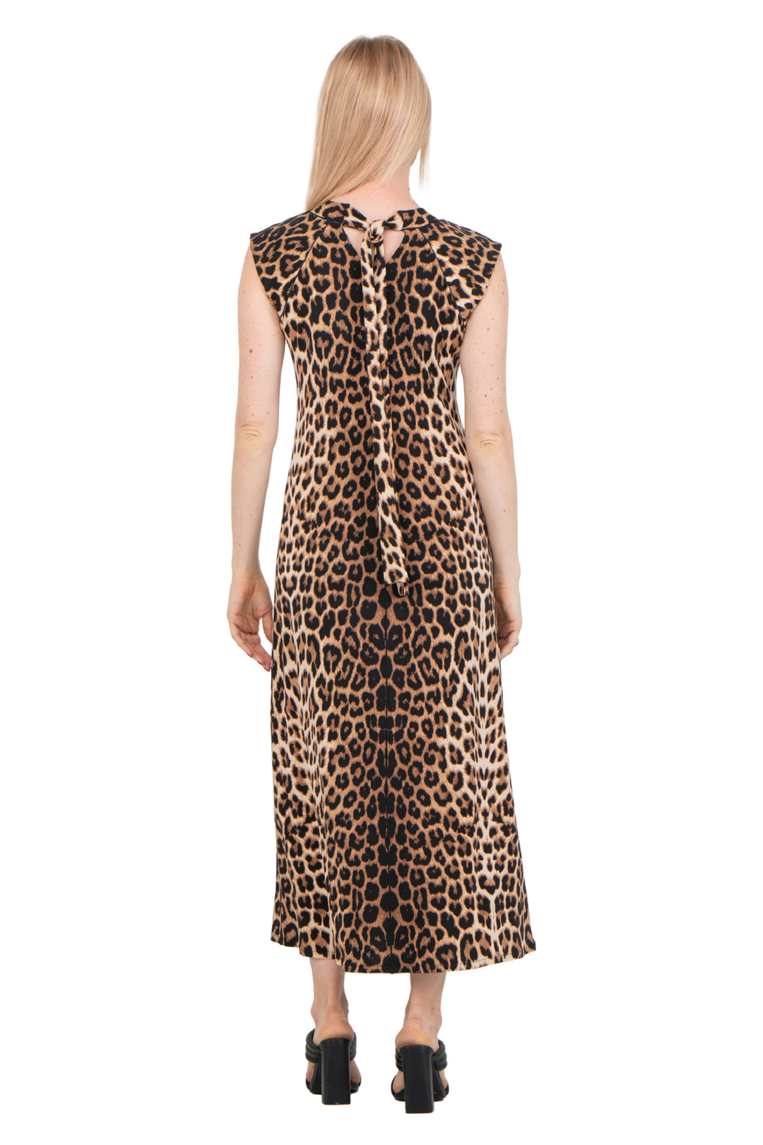 Yokes with Shoulder Pads Tie Back Neck Straight Dress