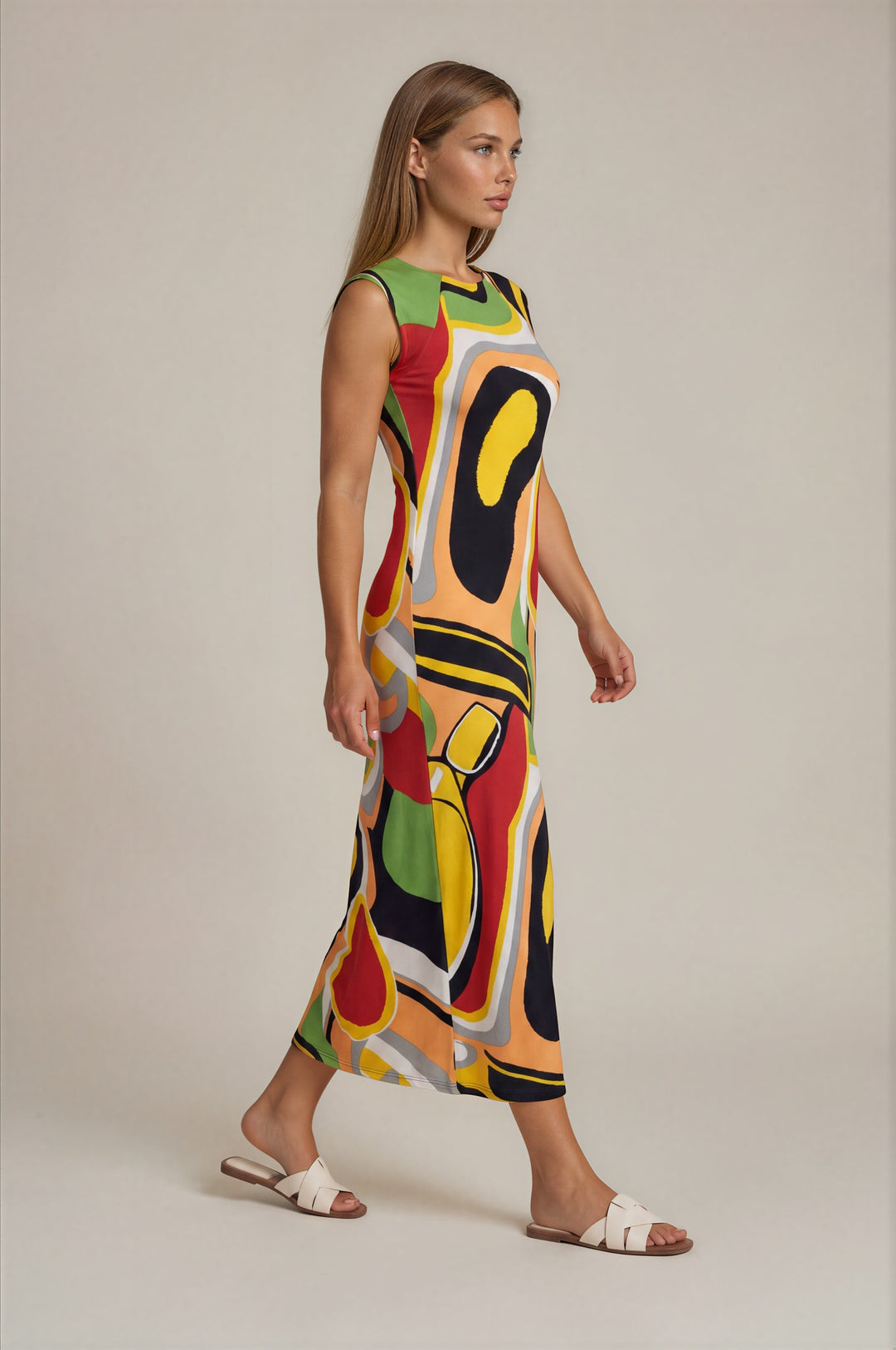 YOKES TIE BACK NECK STRAIGHT DRESS