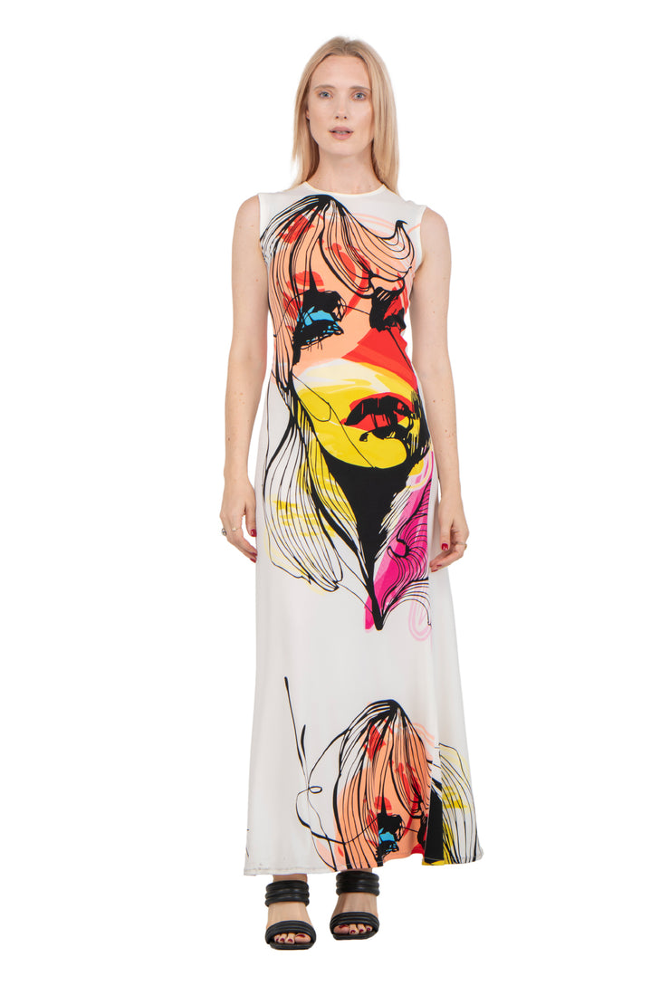 Sleeveless A Line Extra Long Curved Hemline Dress – EvaVarro