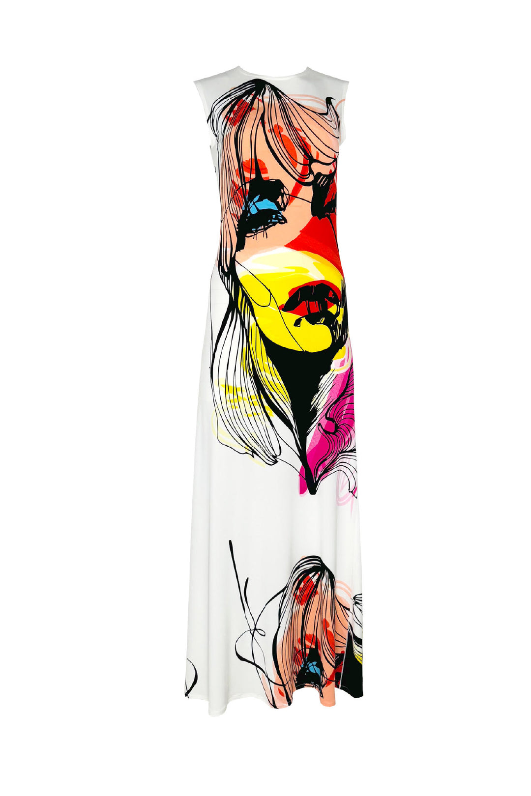 Sleeveless A Line Extra Long Curved Hemline Dress