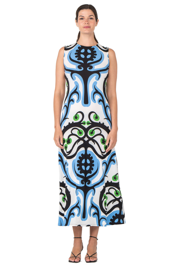Sleeveless A Line Extra Long Curved Hemline Dress