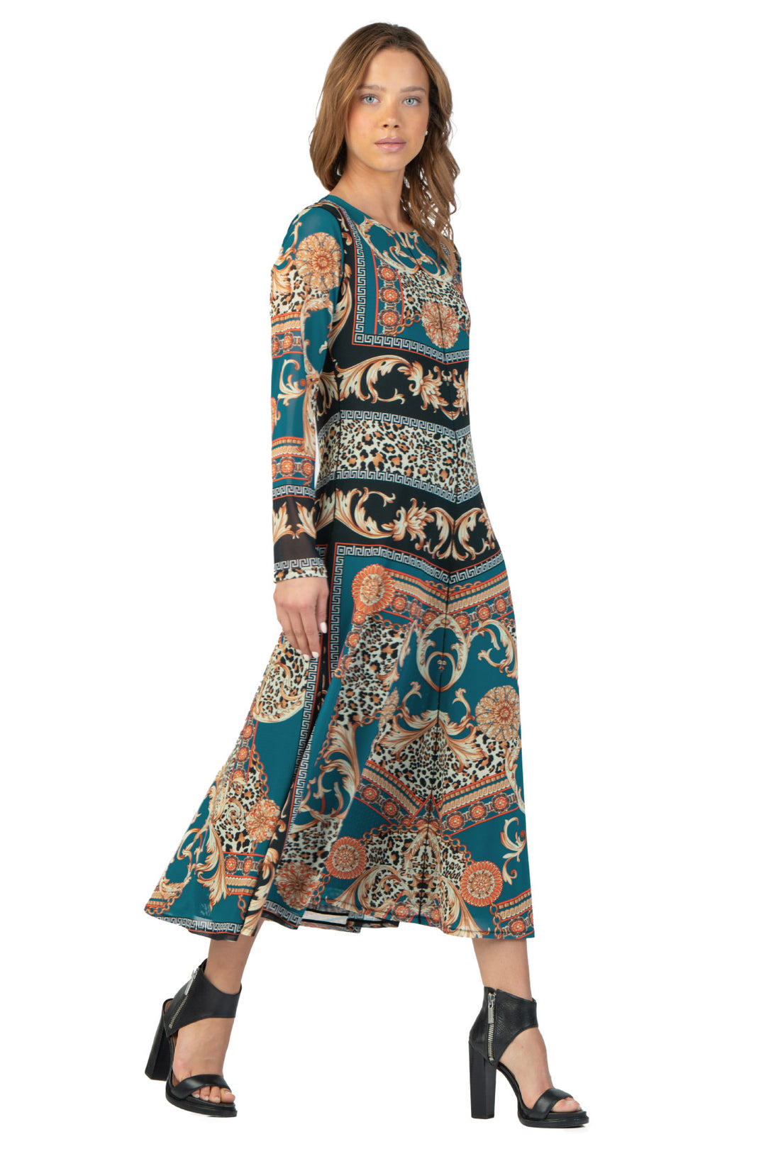 FIT &amp; FLARE L/SL LINED DRESS