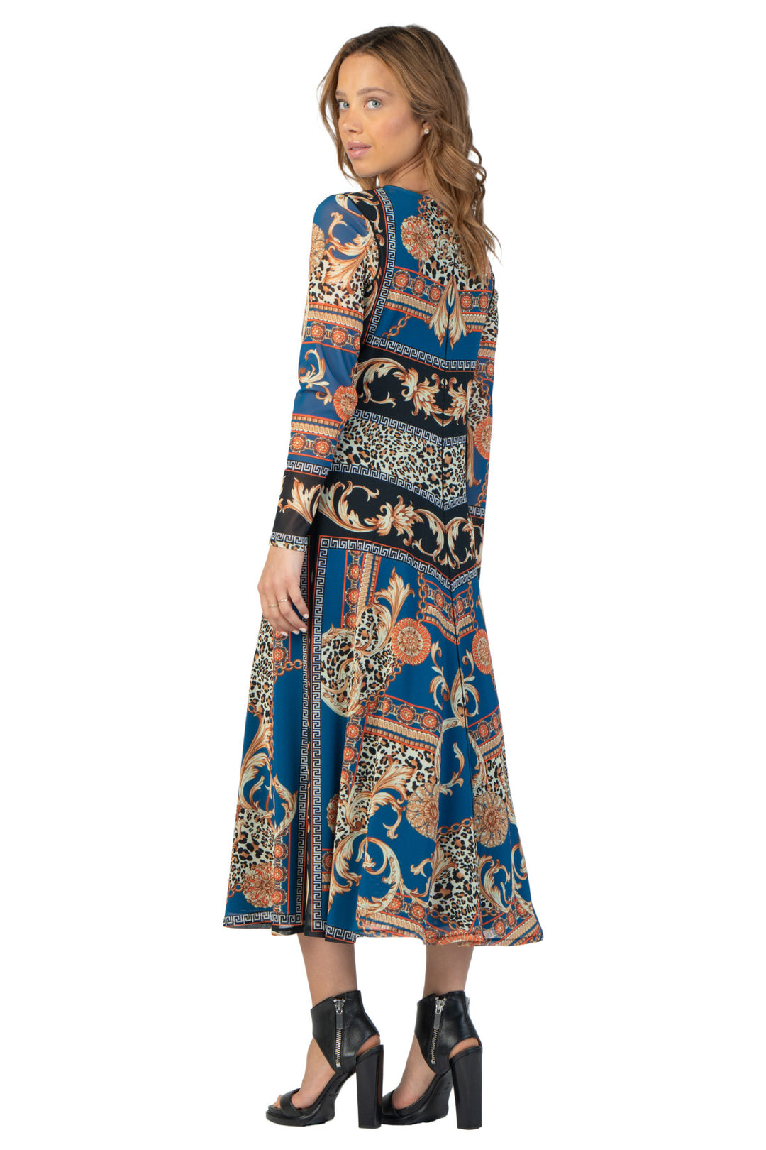 FIT &amp; FLARE L/SL LINED DRESS
