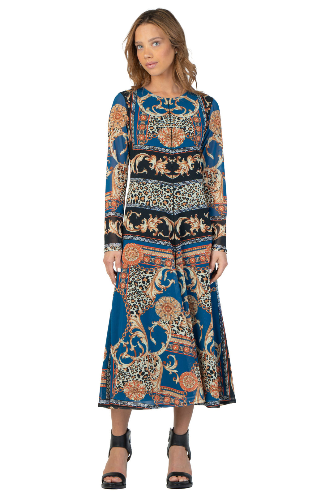 FIT &amp; FLARE L/SL LINED DRESS