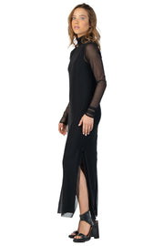 2 in 1 Mock Long Sleeve Slit Dress