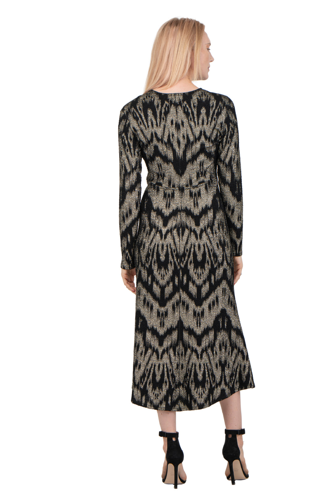 V Neck Empire Waist Long Sleeve Unlined Dress