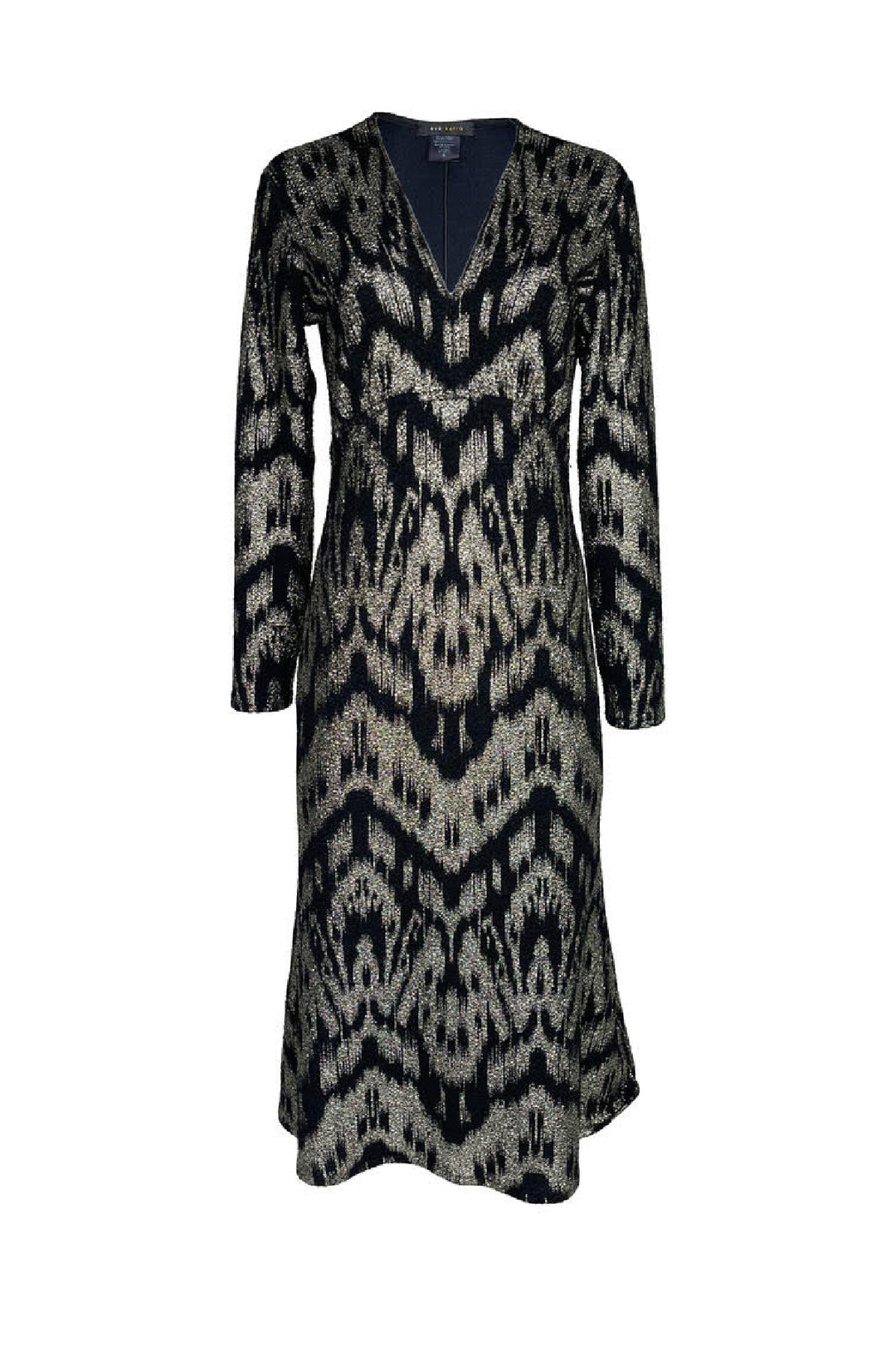 V Neck Empire Waist Long Sleeve Unlined Dress