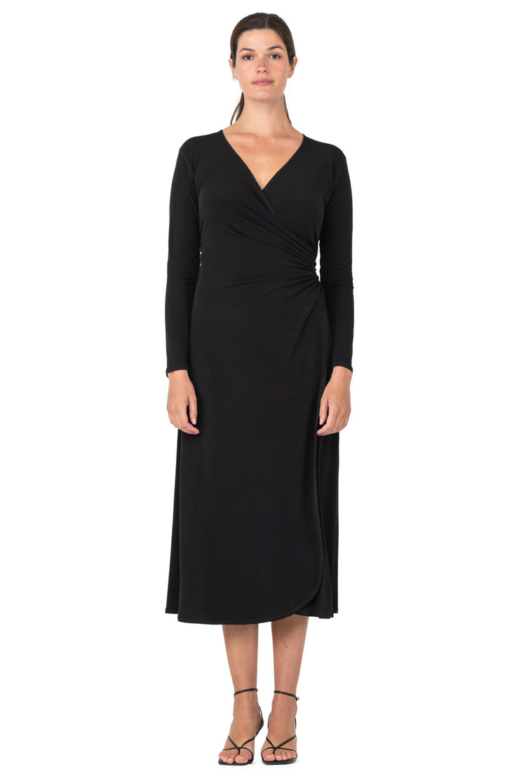 L/S Long A Line Wrap Dress