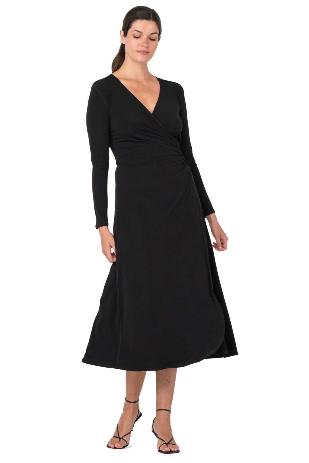 L/S Long A Line Wrap Dress