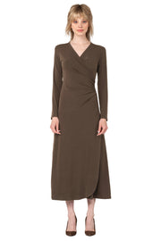 L/S Long A Line Wrap Dress