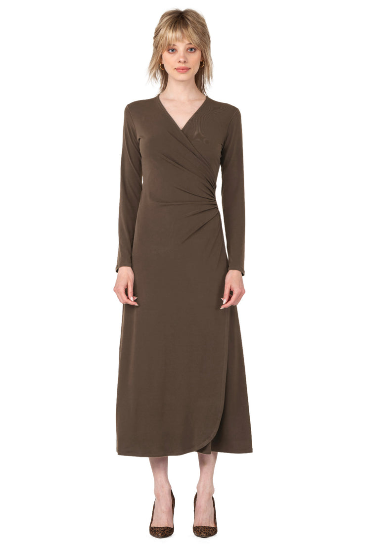 L/S Long A Line Wrap Dress