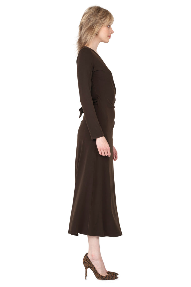 L/S Long A Line Wrap Dress