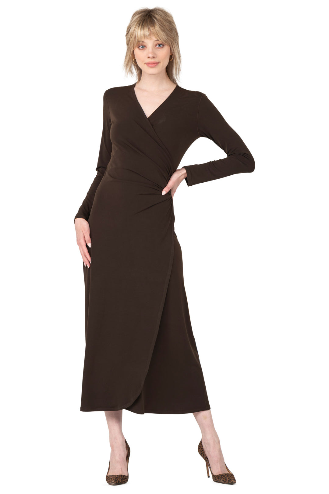 L/S Long A Line Wrap Dress
