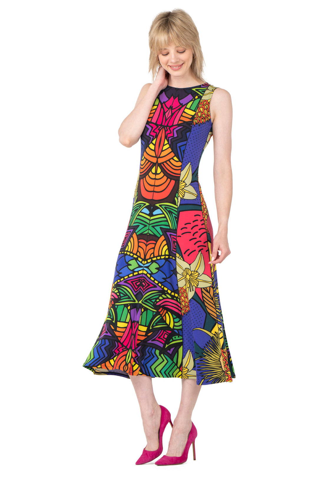 Fit Flare Sliced Unlined Dress
