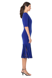 Below Knee Elbow SLV Skinny Fringe Dress
