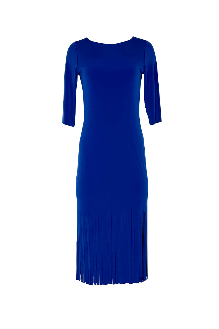 Below Knee Elbow SLV Skinny Fringe Dress