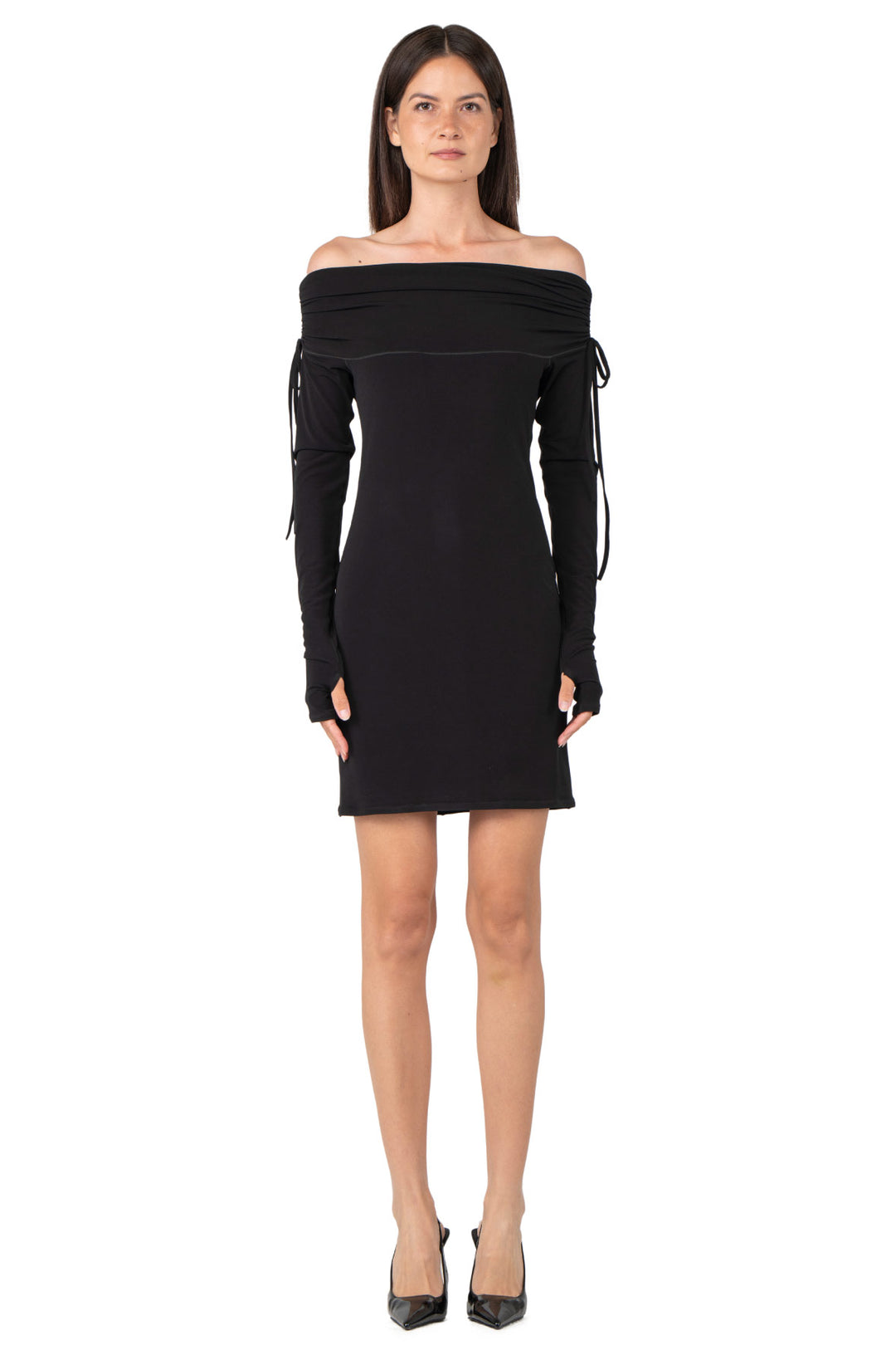 Ruched Off Shoulder Bodycon Short Dress