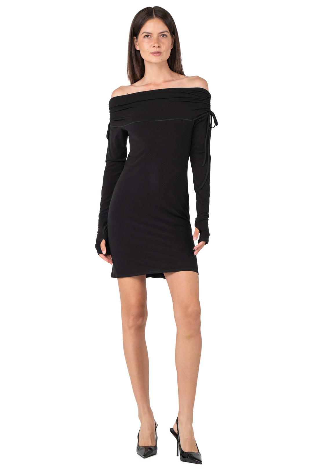 Ruched Off Shoulder Bodycon Short Dress