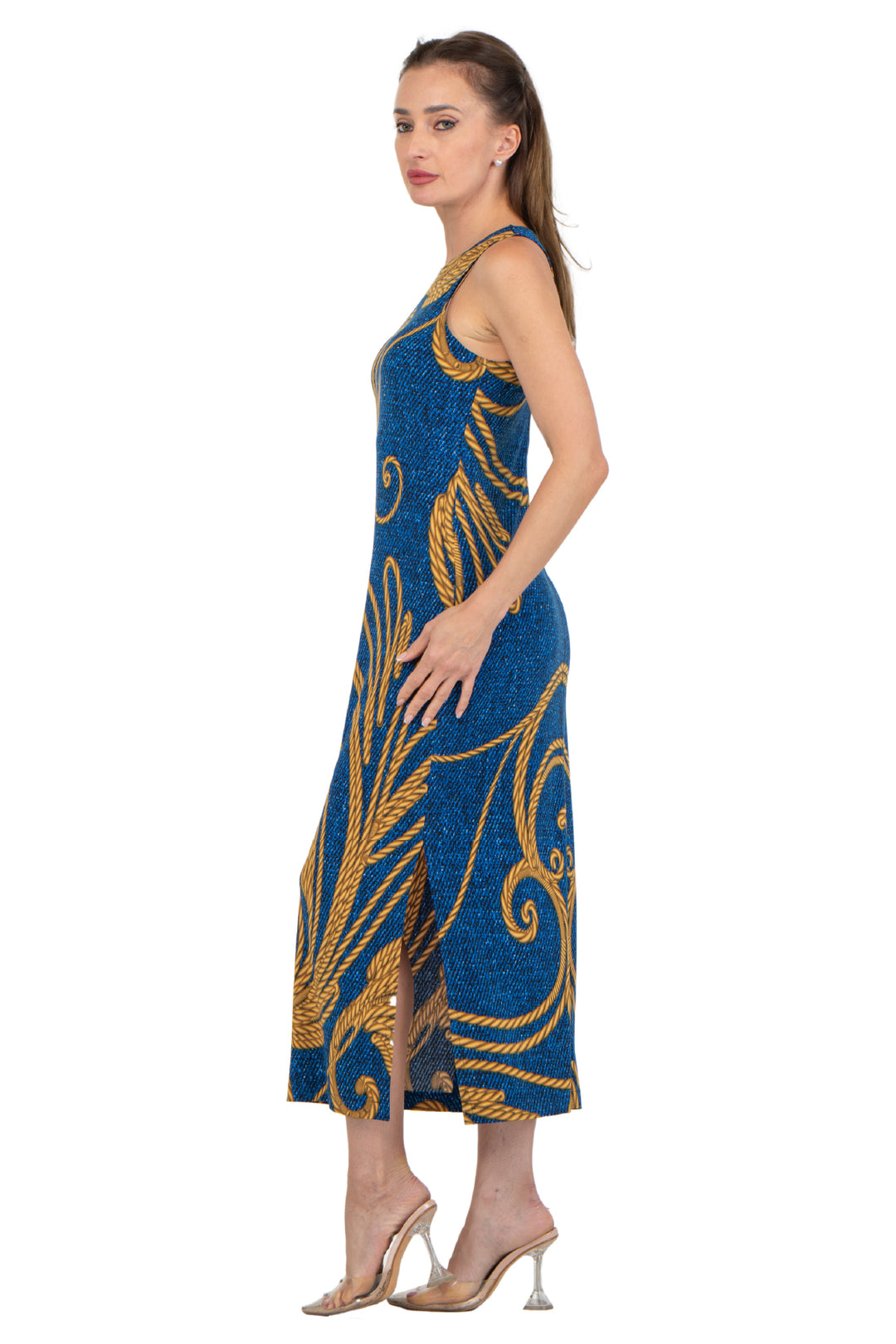 Even Bottom Side Slit Tank Midi Dress