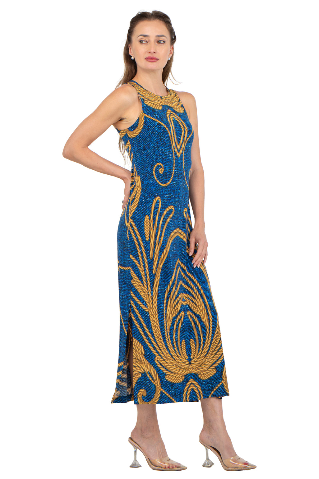 Even Bottom Side Slit Tank Midi Dress