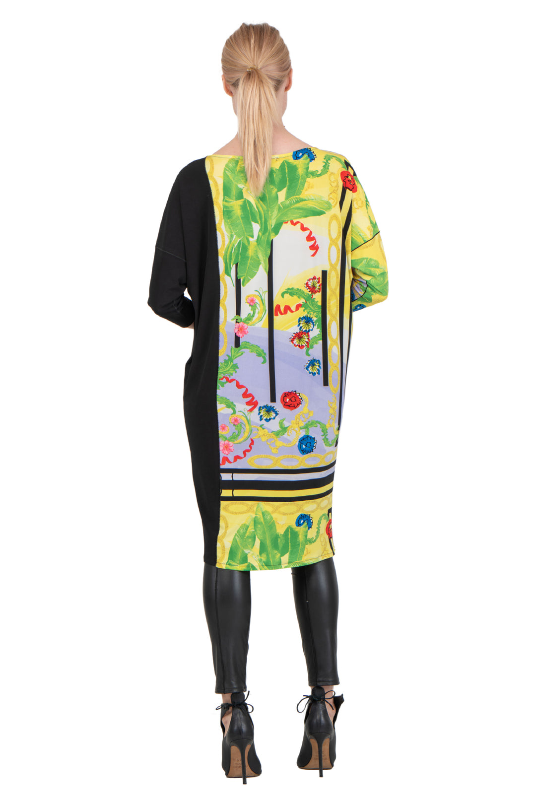 3/4 Sleeve Color Block Wedge Dress