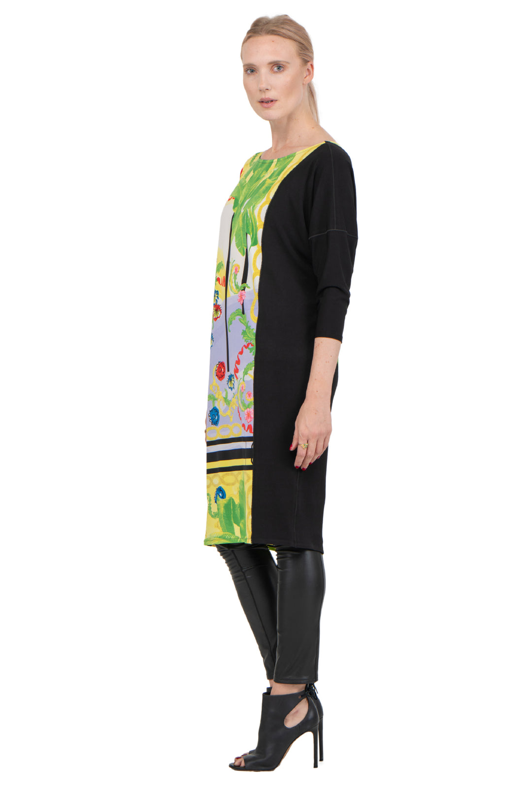 3/4 Sleeve Color Block Wedge Dress