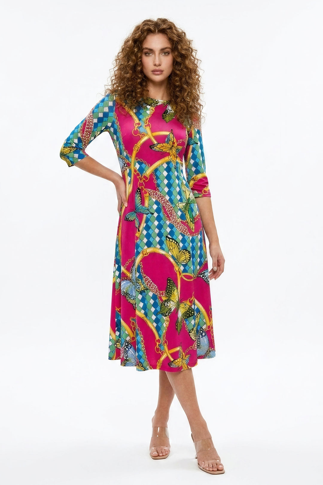 ELBOW SLEEVE POCKET MIDI DRESS