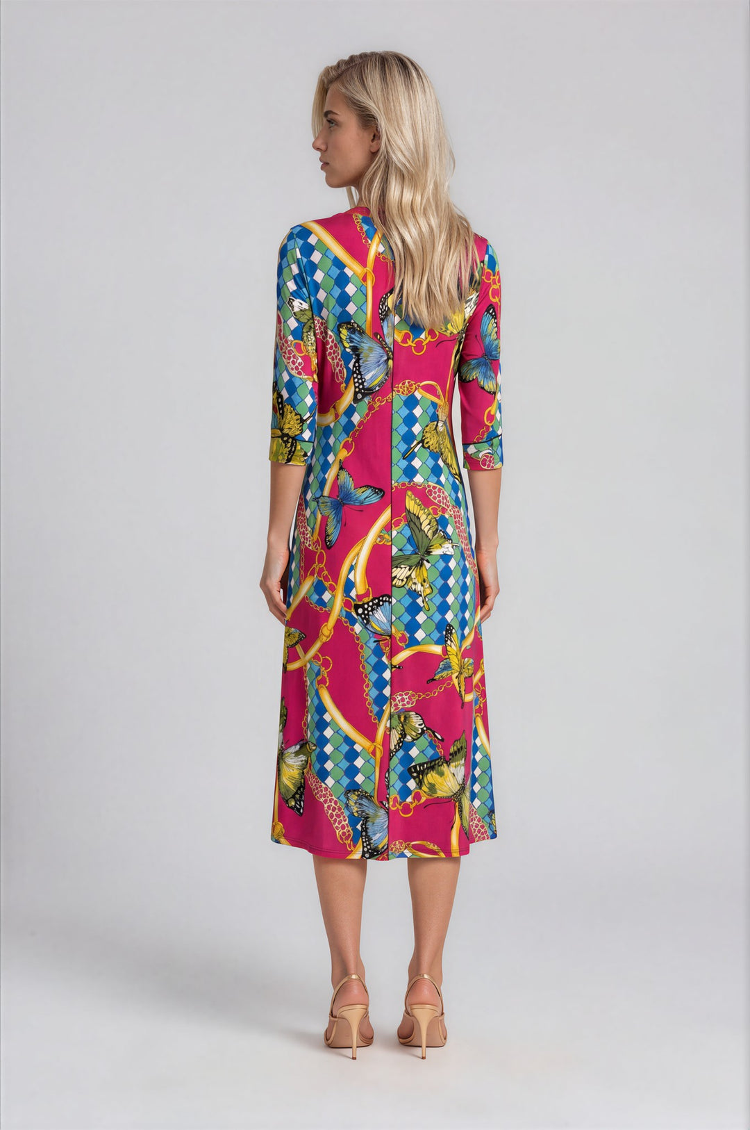ELBOW SLEEVE POCKET MIDI DRESS