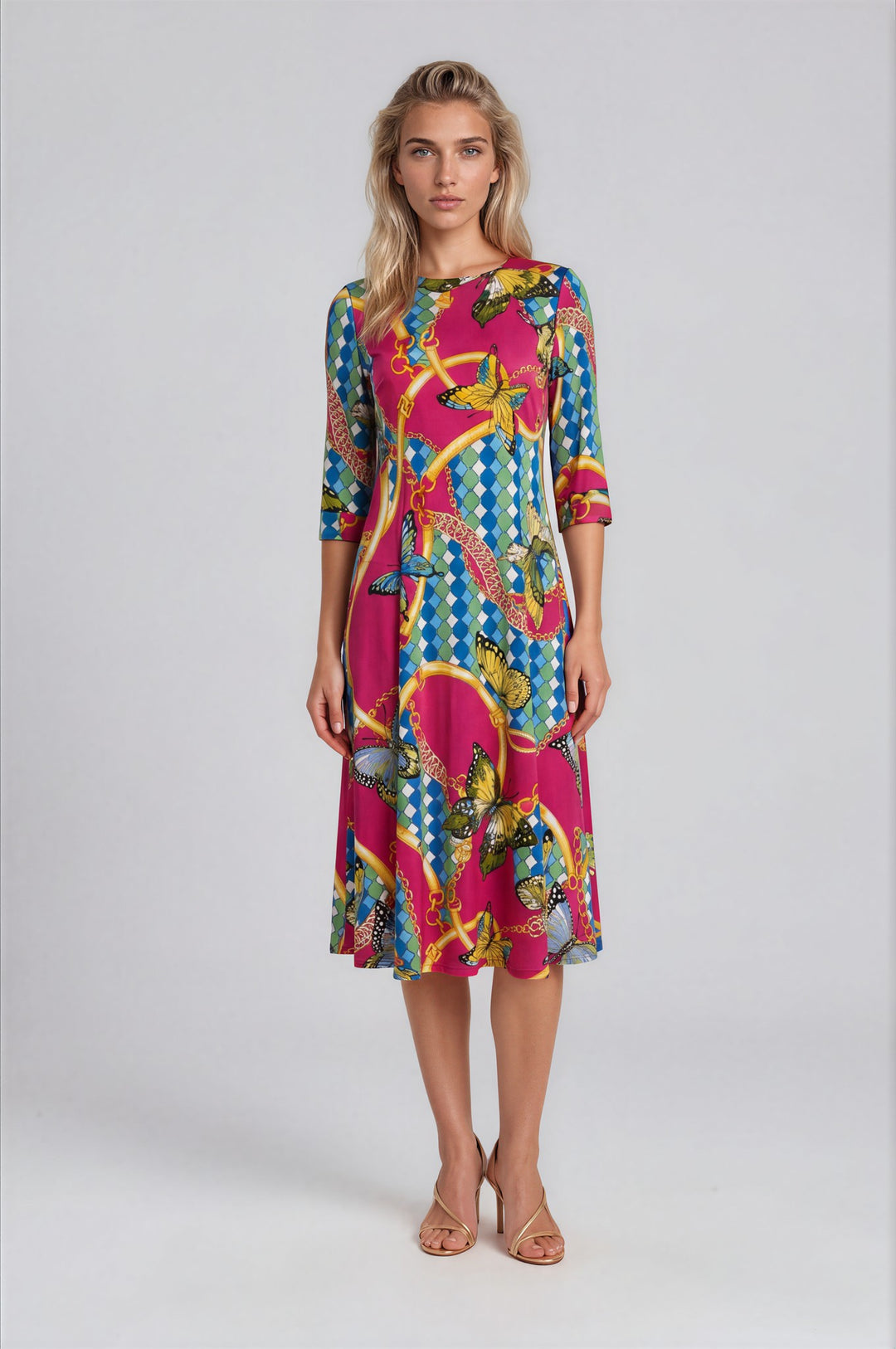 ELBOW SLEEVE POCKET MIDI DRESS