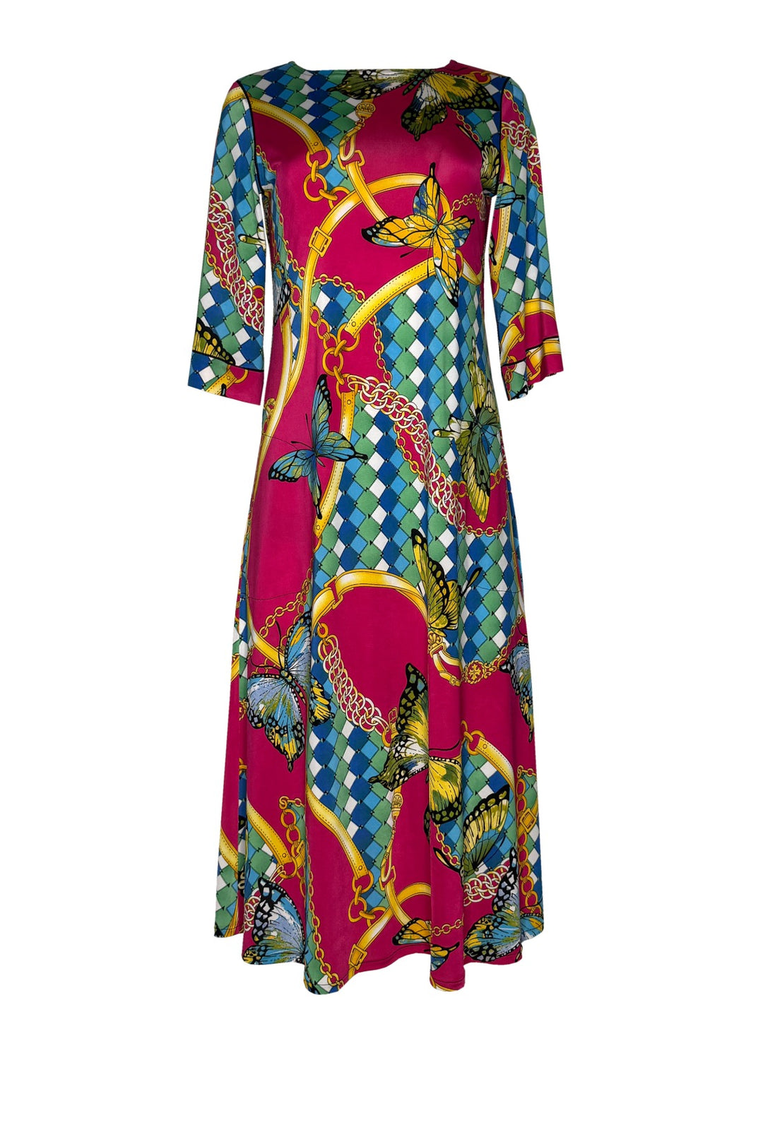 ELBOW SLEEVE POCKET MIDI DRESS