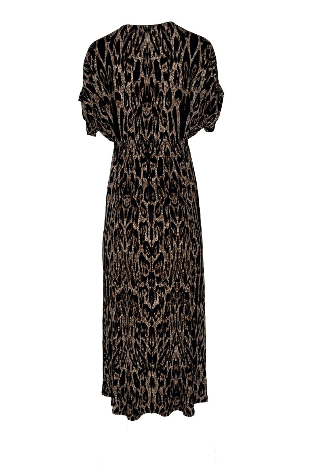 HIGH ELASTIC WAIST KIMONO SLVEEVE MIDI DRESS