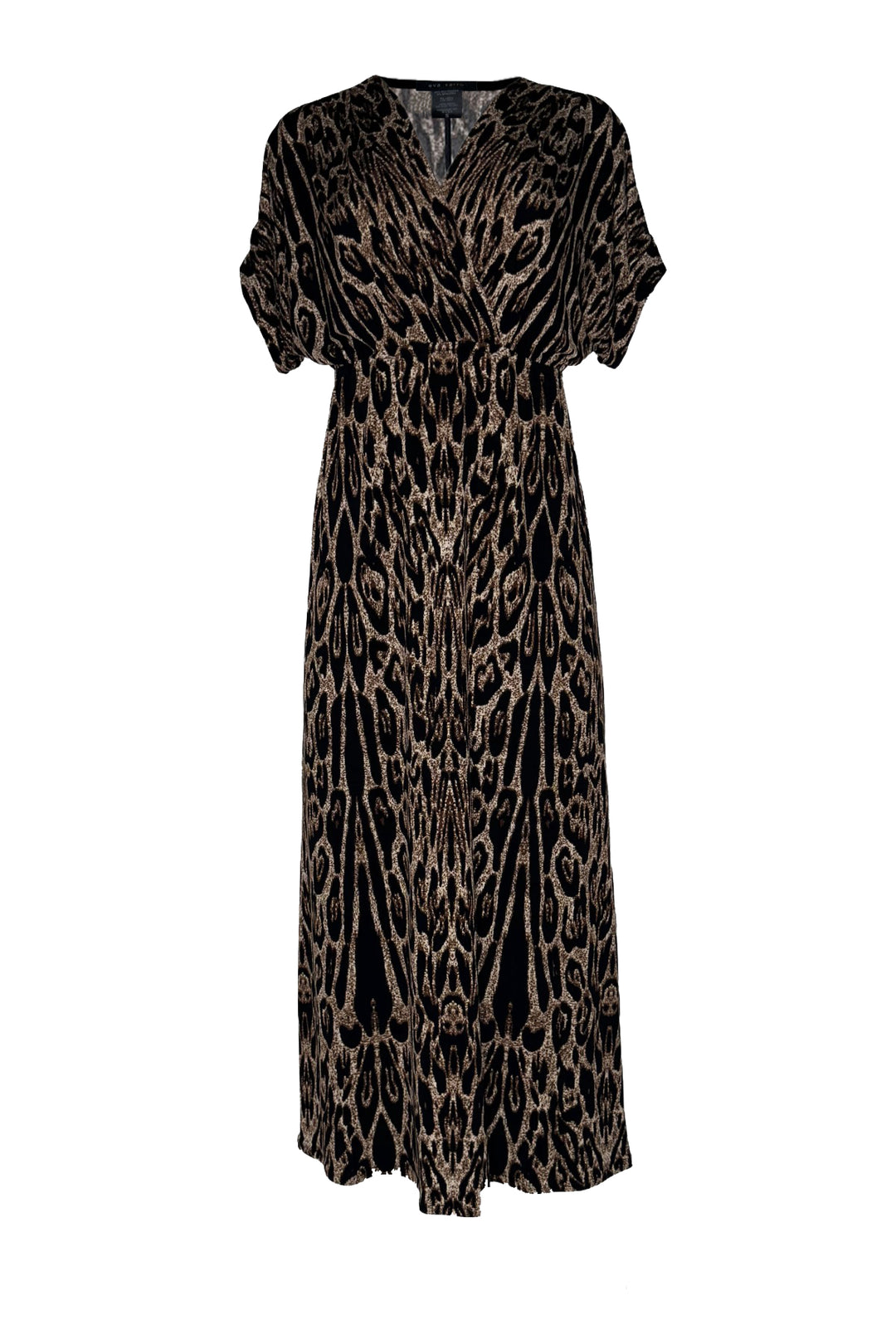 HIGH ELASTIC WAIST KIMONO SLVEEVE MIDI DRESS