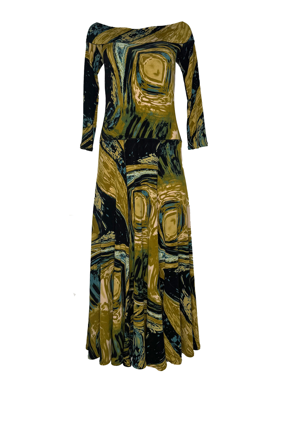 Off Shoulder 3/4 Sleeve Maxi Long Dress