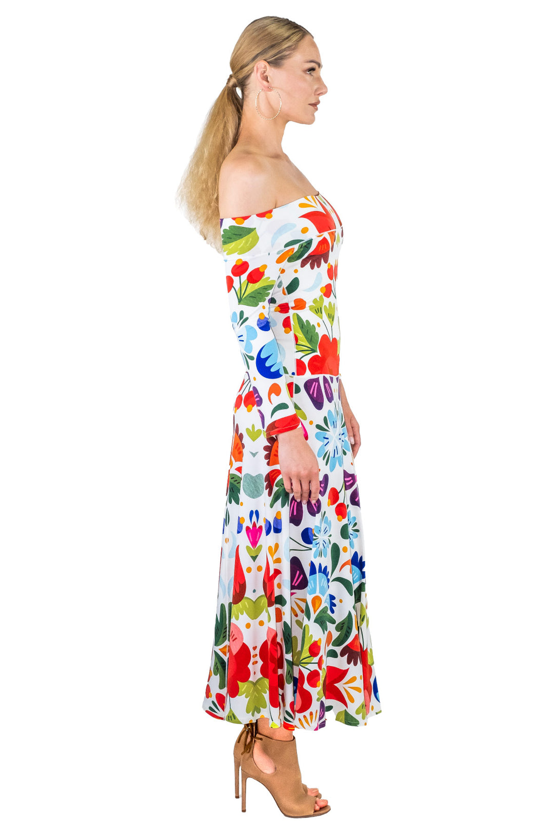 Off Shoulder 3/4 Sl. Long Dress