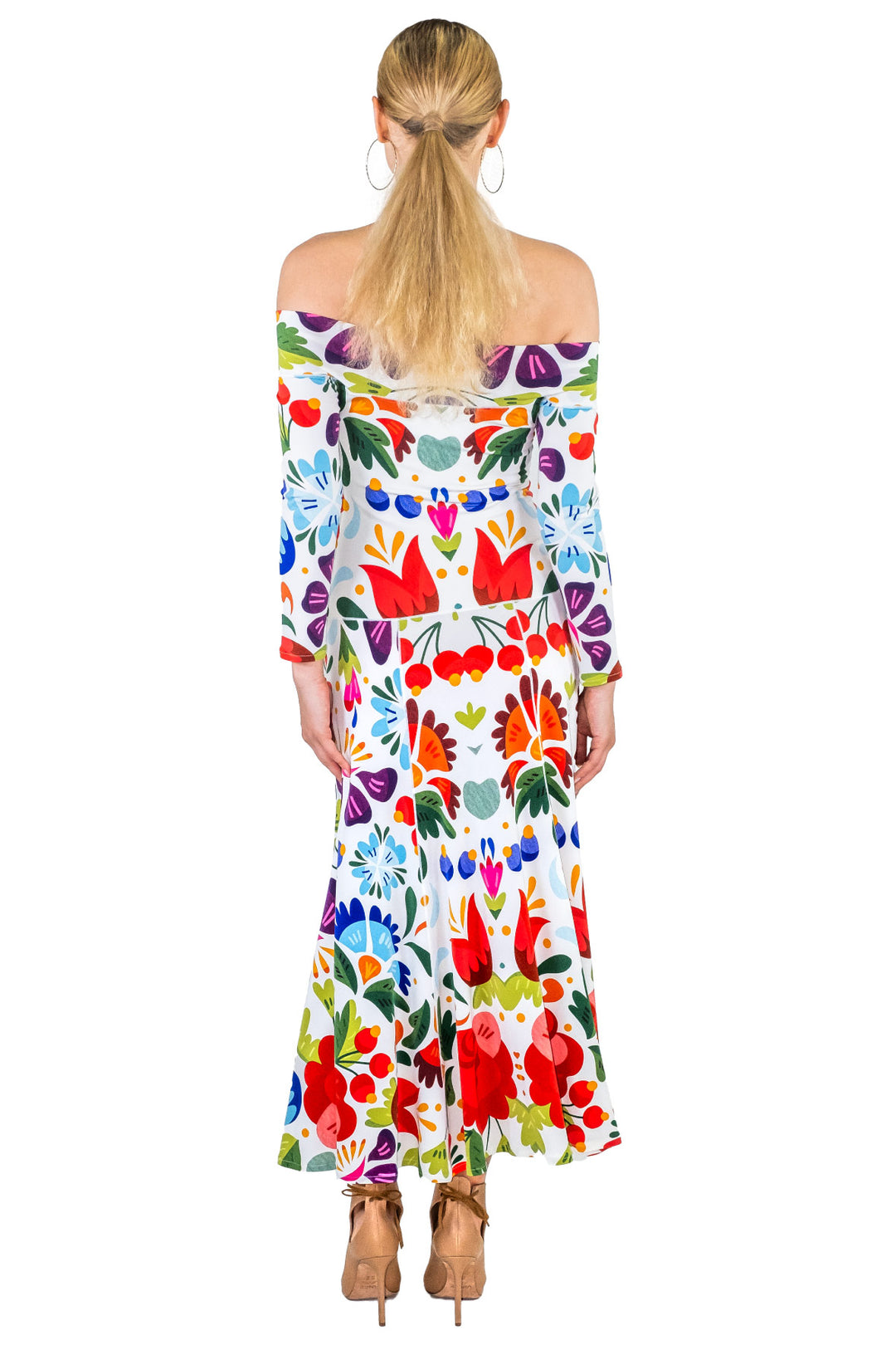 Off Shoulder 3/4 Sl. Long Dress