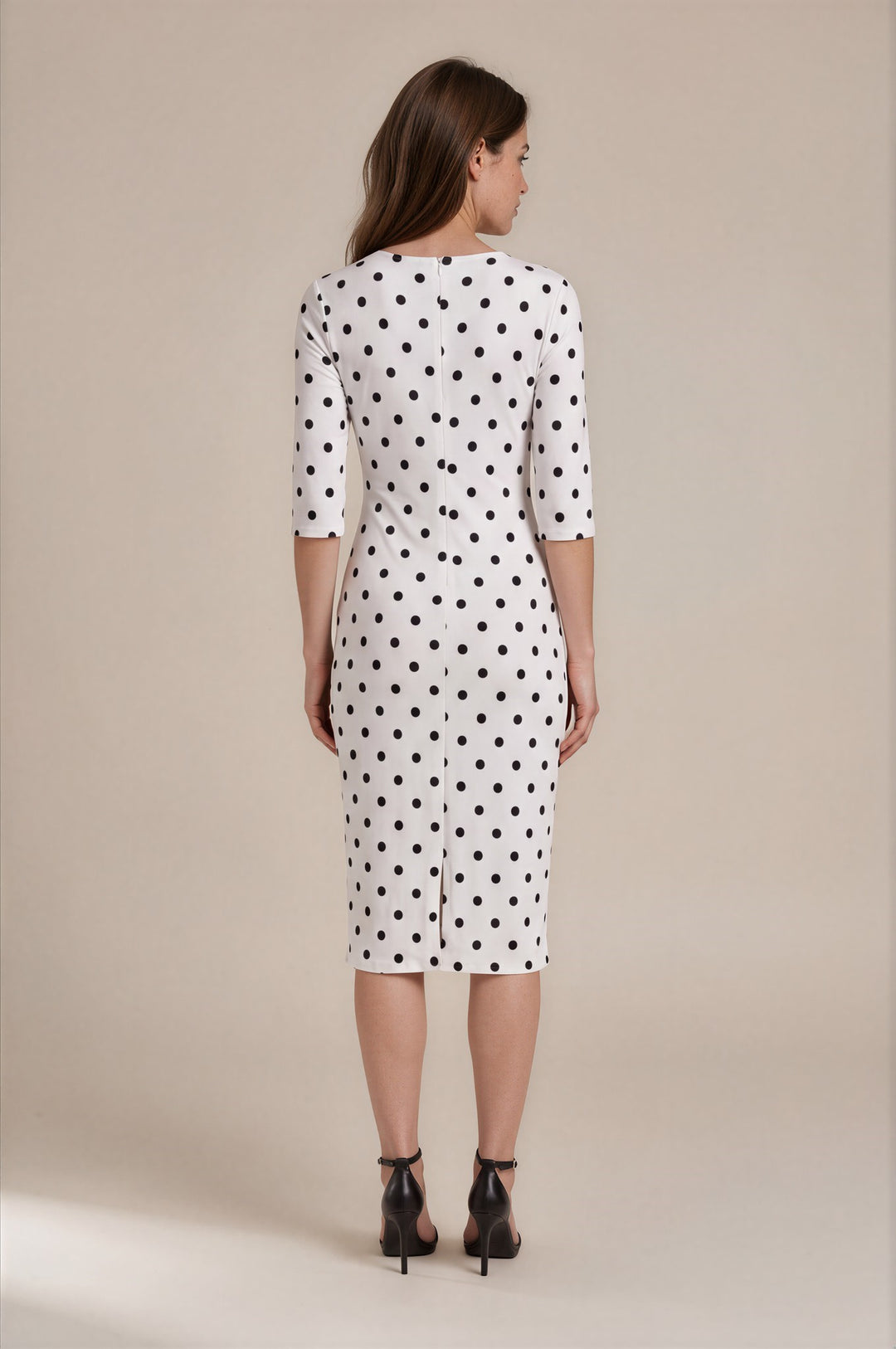 Elbow SLV Bateau Neck Back Slit Dress