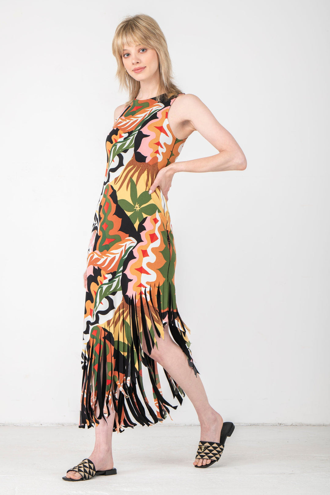 Fringe Double Layered Tank Dress
